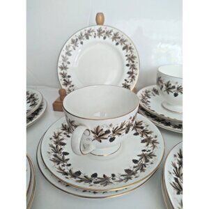 Wedgwood Tea Cup, Saucer & Bread & Butter Plate Autumn Vine Breakfast Sets 4
